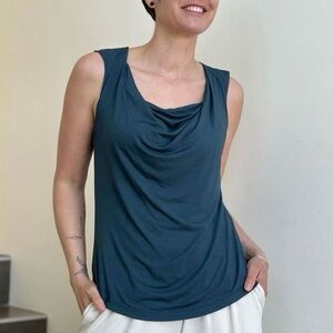 Caraucci Women's Teal Sleeveless Carrie Top Blouse L Basic Layering